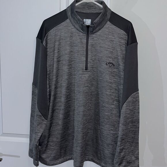 Gray Callaway Thermal T neck 1/4 zipper golf sweater sweatshirt w/pockets Jacket - Picture 1 of 4